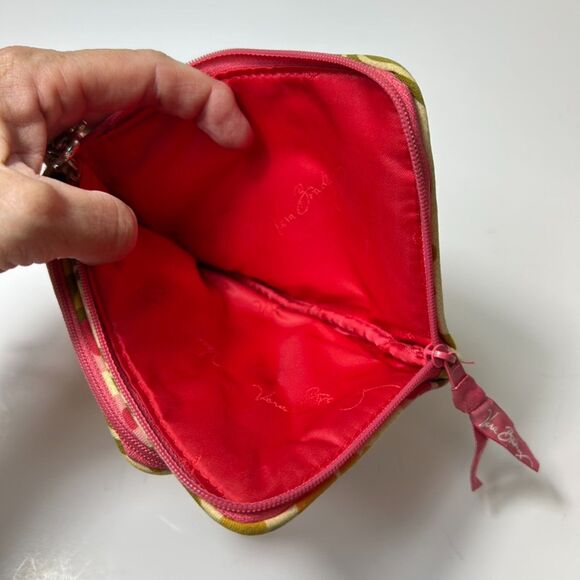 Vera Bradley Folkloric Yellow Pink Red Green Floral Pattern Double ID Wristlet - Picture 7 of 13